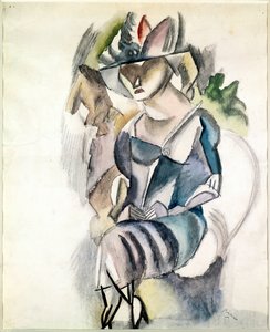 Siedząca kobieta, 1917 (toaleta i ołówek na papierze)